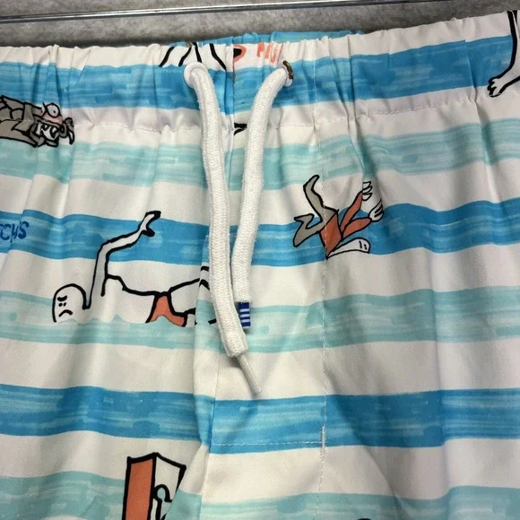 Adidas Swim Trunks Mens Large Blue Lined Gonz Skateboarding Mark Gonzales Art - Picture 2 of 10